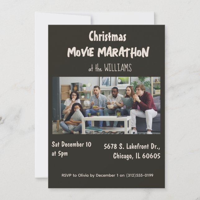 Movie Marathon Christmas Party Invitation Inbjudningar (Framsida)