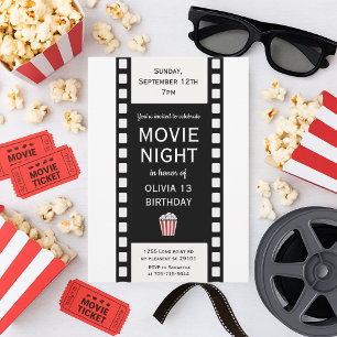 "Movie Natt Birthday bjudande Film Strip Kids Inbjudningar