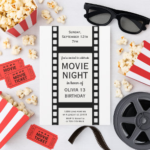 "Movie Natt Birthday bjudande Film Strip Kids Inbjudningar