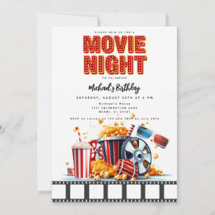 Movie Natt Födelsedagsfest Movie Party-inbjudan Inbjudningar