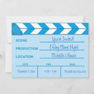 Movie Nght Clapboard-inbjudan (blå) Inbjudningar