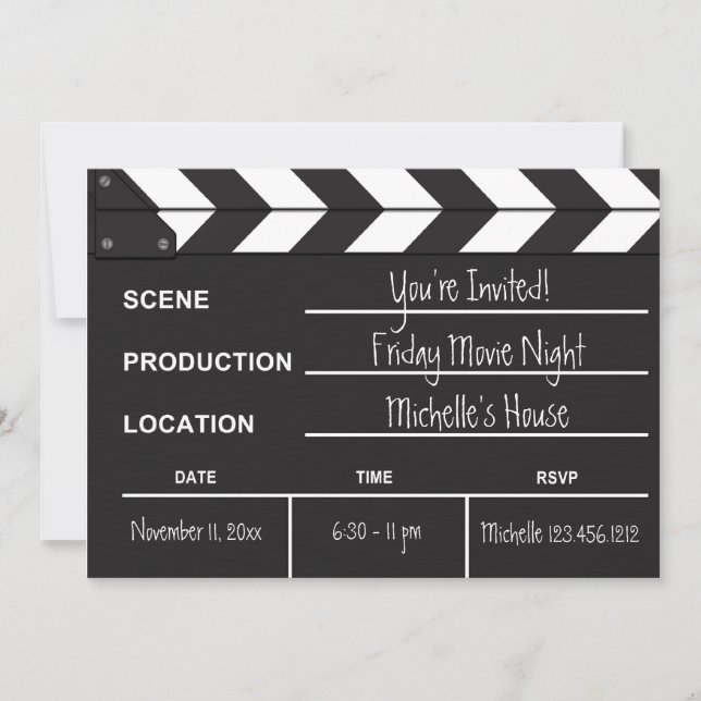 Movie Nght Clapboard-inbjudan Inbjudningar (Framsida)
