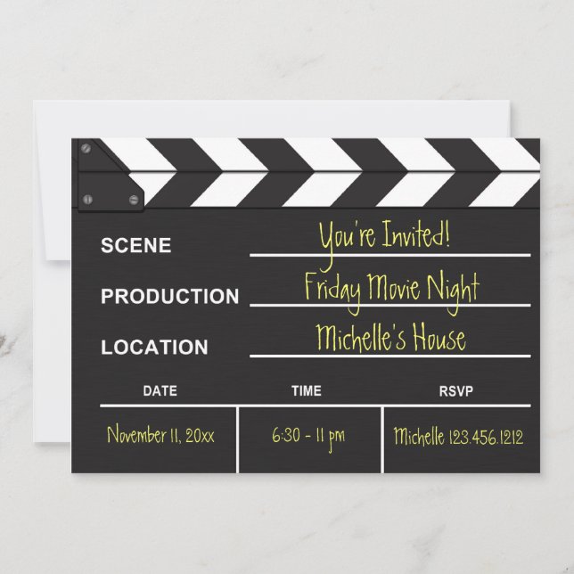 Movie Nght Clapboard-inbjudan Inbjudningar (Framsida)