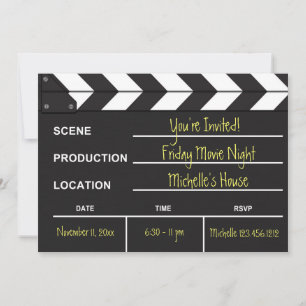 Movie Nght Clapboard-inbjudan Inbjudningar