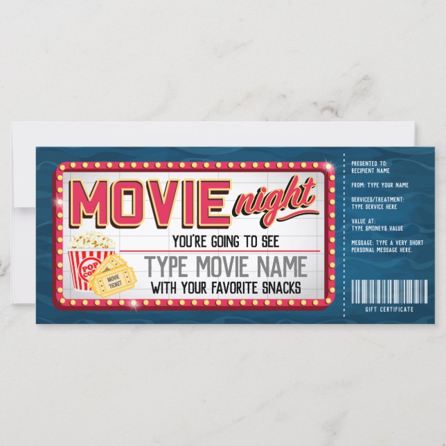 Movie Nght Gift-certifikat (Framsida)