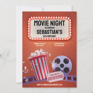 Movie Night Barns födelsedag Party-inbjudan Inbjudningar