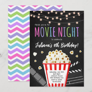 Movie Night Barns födelsedag Party-inbjudan Inbjudningar