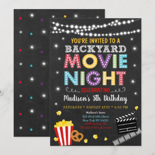 Movie Night Birgday Inbjudningar