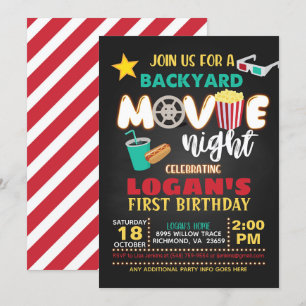 Movie Night Birthday bjudande - Teal Inbjudningar