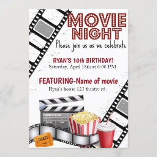 Movie night Birthday inbjudan
