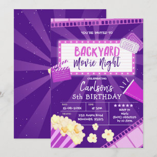 Movie Night Birthday-inbjudan för bakgård Inbjudningar