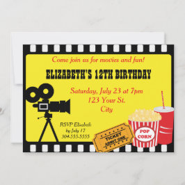 Movie Night Birthday Inbjudningar