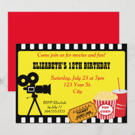 Movie Night Birthday Inbjudningar