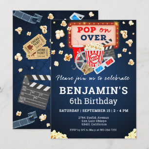 Movie Night Birthday Inbjudningar