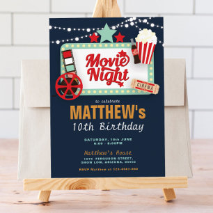 Movie Night Birthday Inbjudningar