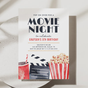 Movie Night Birthday Inbjudningar