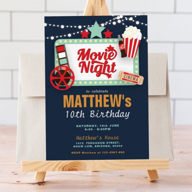 Movie Night Birthday Inbjudningar (Skapare uppladdad)