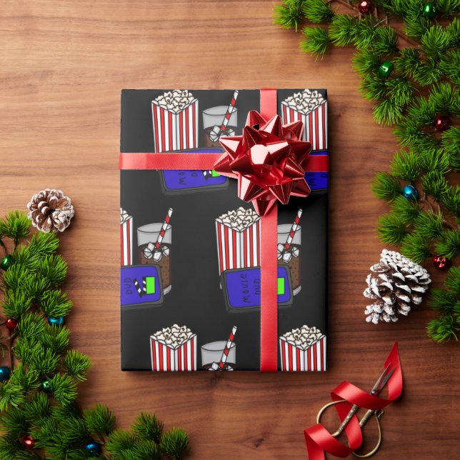 Movie Night Birthday Theme Presentpapper (Julgåva)