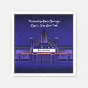 Movie Night Cinema Theater Marque Personalize Pappersservett