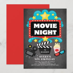 Movie Night Födelsedagsfest inbjudan