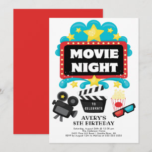 Movie Night Födelsedagsfest inbjudan