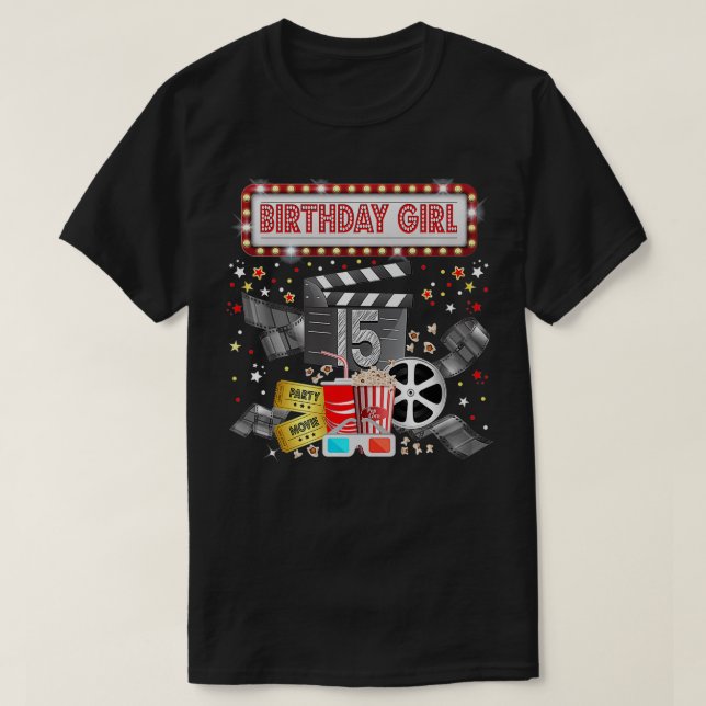 Movie Night Födelsedagsfest Pajama Slumber Popcorn T Shirt (Design framsida)