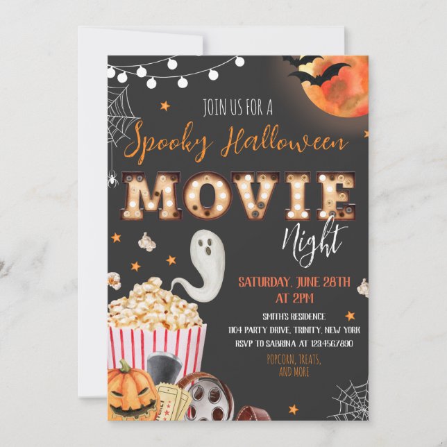 Movie Night Halloween fest Inbjudningar (Framsida)