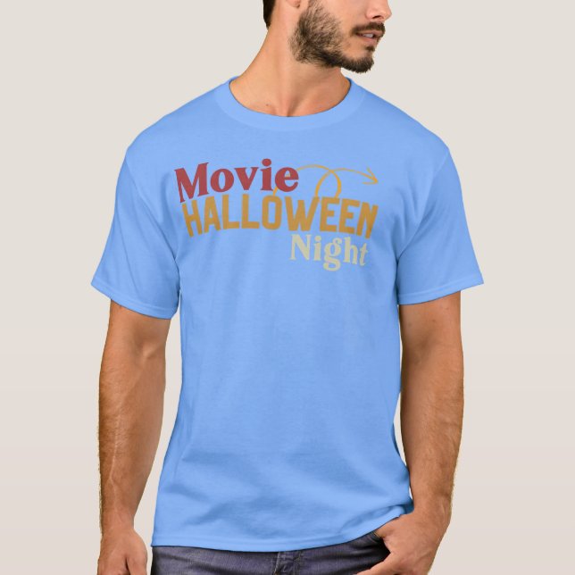 Movie night Halloween roligt T Shirt (Framsida)