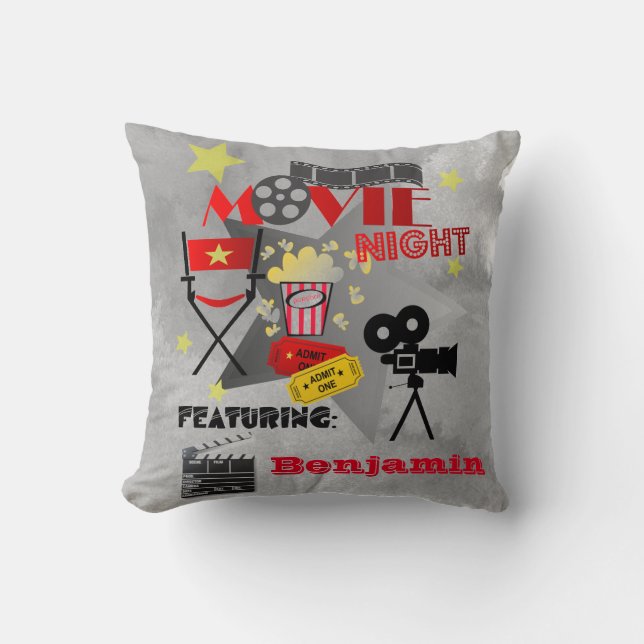 Movie Night Home Teaterdesign med Namn Kudde (Framsida)