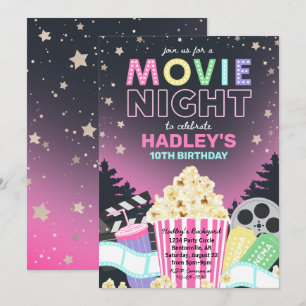 Movie Night-inbjudan   Movie Birthday-inbjudan Inbjudningar