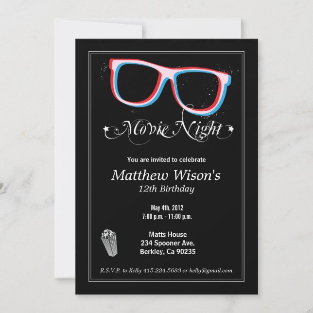 Movie Night Inbjudningar (Framsida)