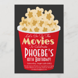 Movie Night Invitation PopCorn Birthday Invitation Inbjudningar