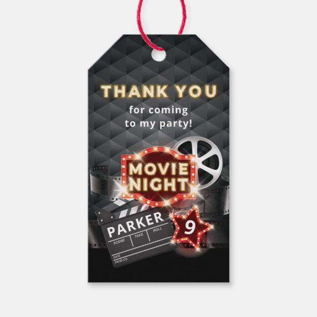 Movie Night Luxury Birthday Tack Presentetikett (Framsidan)