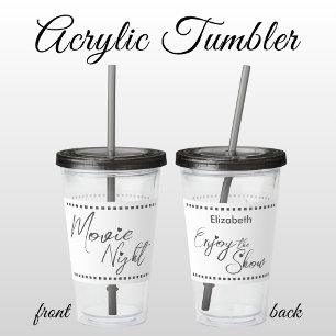 Movie night personlig, namn vit grått take away mugg
