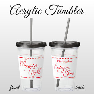 Movie night personlig namn vit röd take away mugg