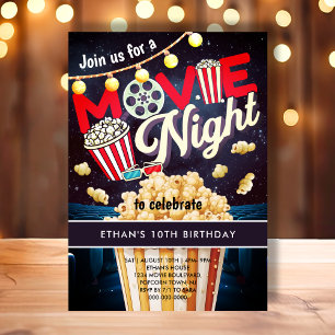Movie Night Popcorn Barns födelsedag Inbjudningar