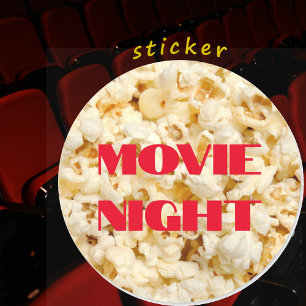 Movie Night Popcorn Stickers, lakan Runt Klistermärke