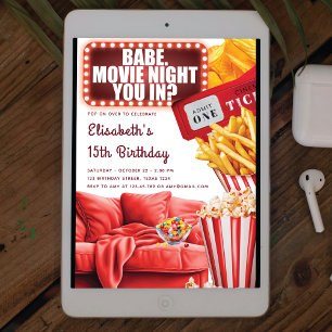 Movie Night Teenage Girl Birthday Inbjudningar