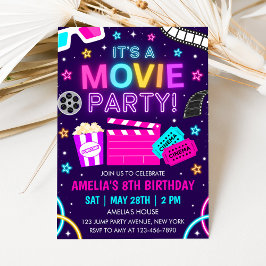 Movie Party Birthday Invitation Inbjudningar