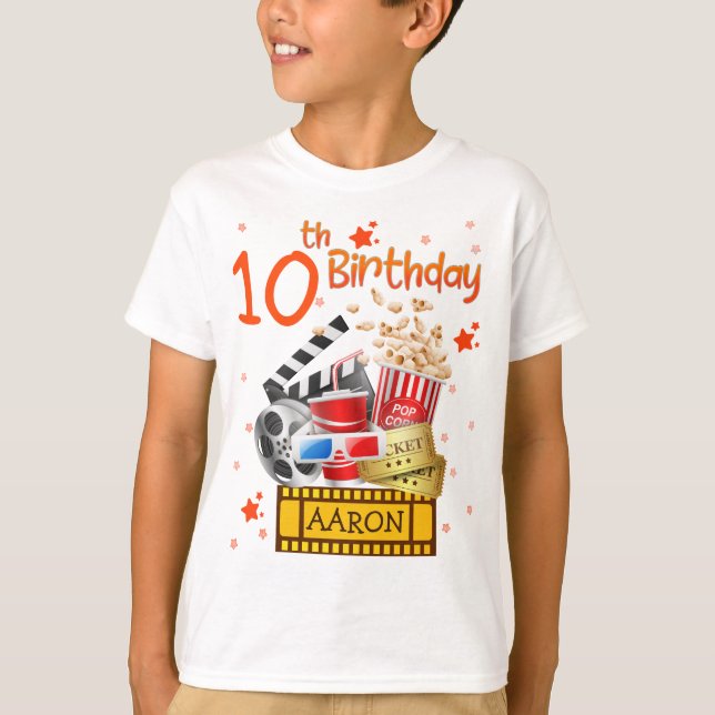 Movie Party Cinema Theater Birthday Matching T-Shi T Shirt (Framsida)