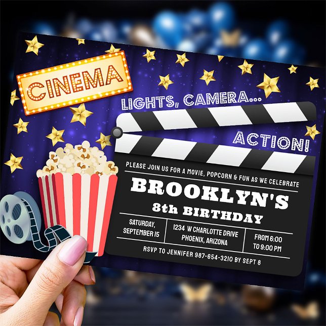 Movie Party-inbjudan, filmkväll Inbjudningar (Skapare uppladdad)