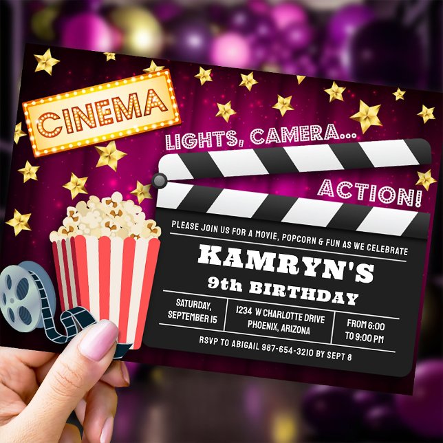 Movie Party-inbjudan, filmkväll Inbjudningar (Skapare uppladdad)