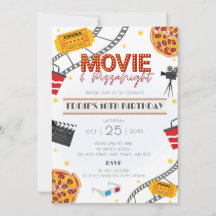 Movie & Pizza Night Födelsedagsfest inbjudan