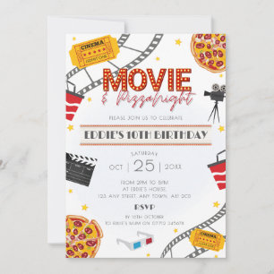 Movie & Pizza Night Födelsedagsfest inbjudan