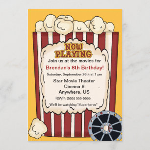 Movie Popcorn Barns födelsedag inbjudan