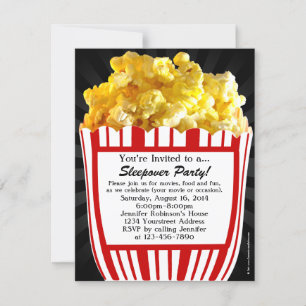 Movie Popcorn Sleepover Anpassningsbar Party-inbju Inbjudningar
