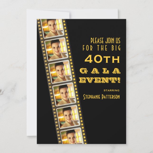 Movie Premiere Celebrity 40:e födelsedagsfotogalan Inbjudningar (Framsida)