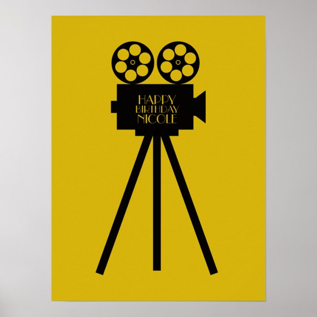 Movie Projector Hollywood Grattis på födelsedagen Poster (Framsidan)