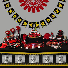 Movie Star Birthday Black och Guld Stars Vimplar