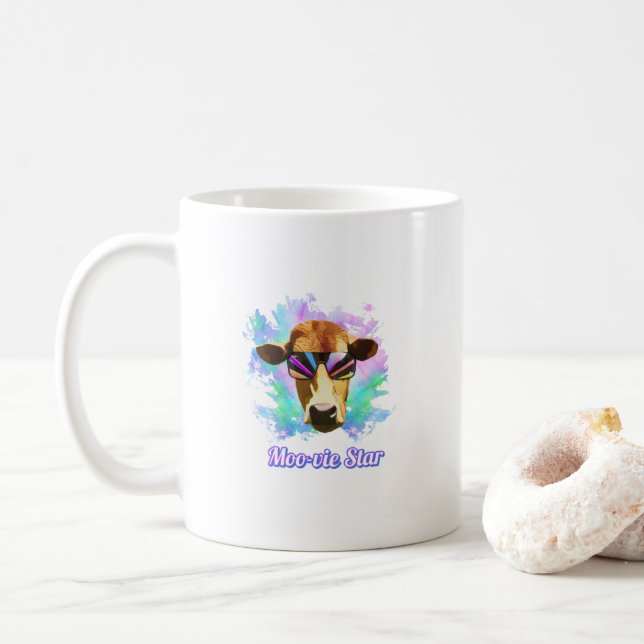 Movie Star Cow Funny Humous Kaffemugg (Med munk)